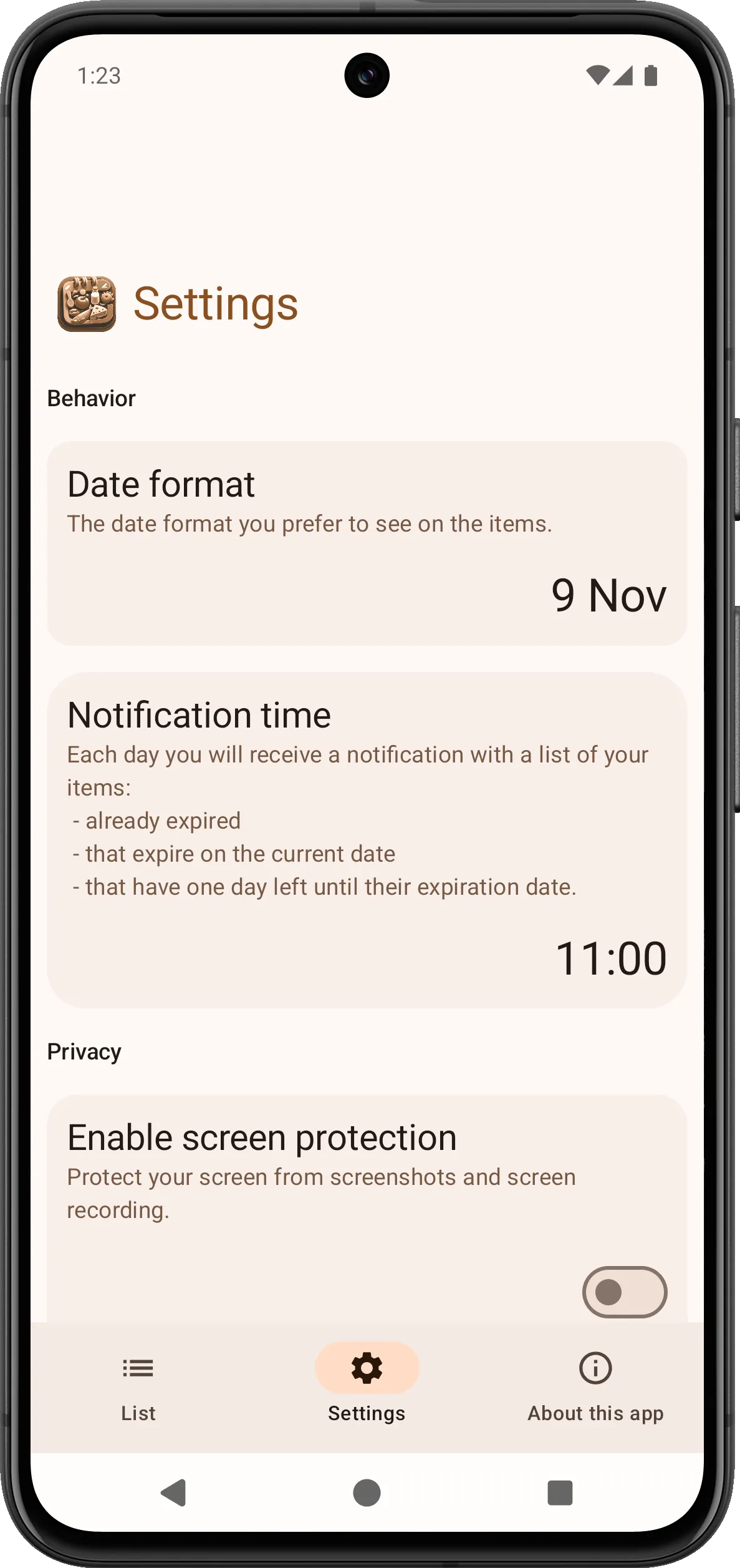 Vecchio stile delle impostazioni del formato data e dell'ora di ricezione delle notifiche